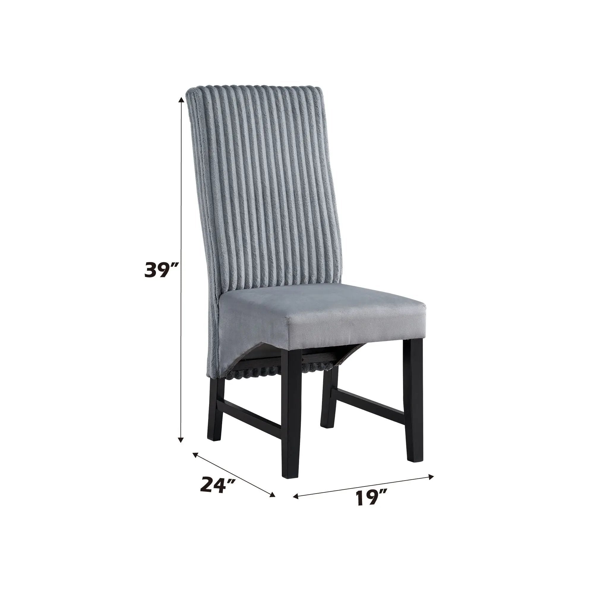 Kini - Corduroy Side Chair (Set of 2) - Black / Gray by Unique Piece Furniture