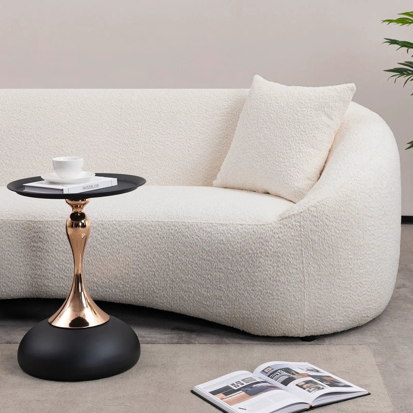Curved 3 Seater Sofa For Living Room - White by HouseOfZazla