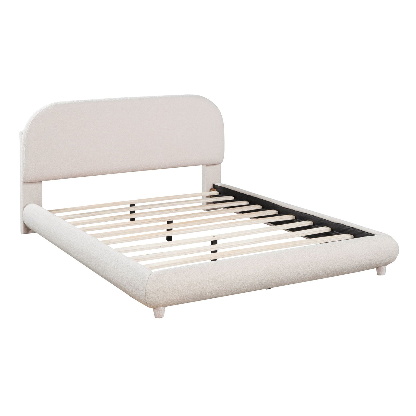 Upholstered Platform Bed With Thick Solid Frame And Stylish Curve-Shaped Design by Unique Piece Furniture
