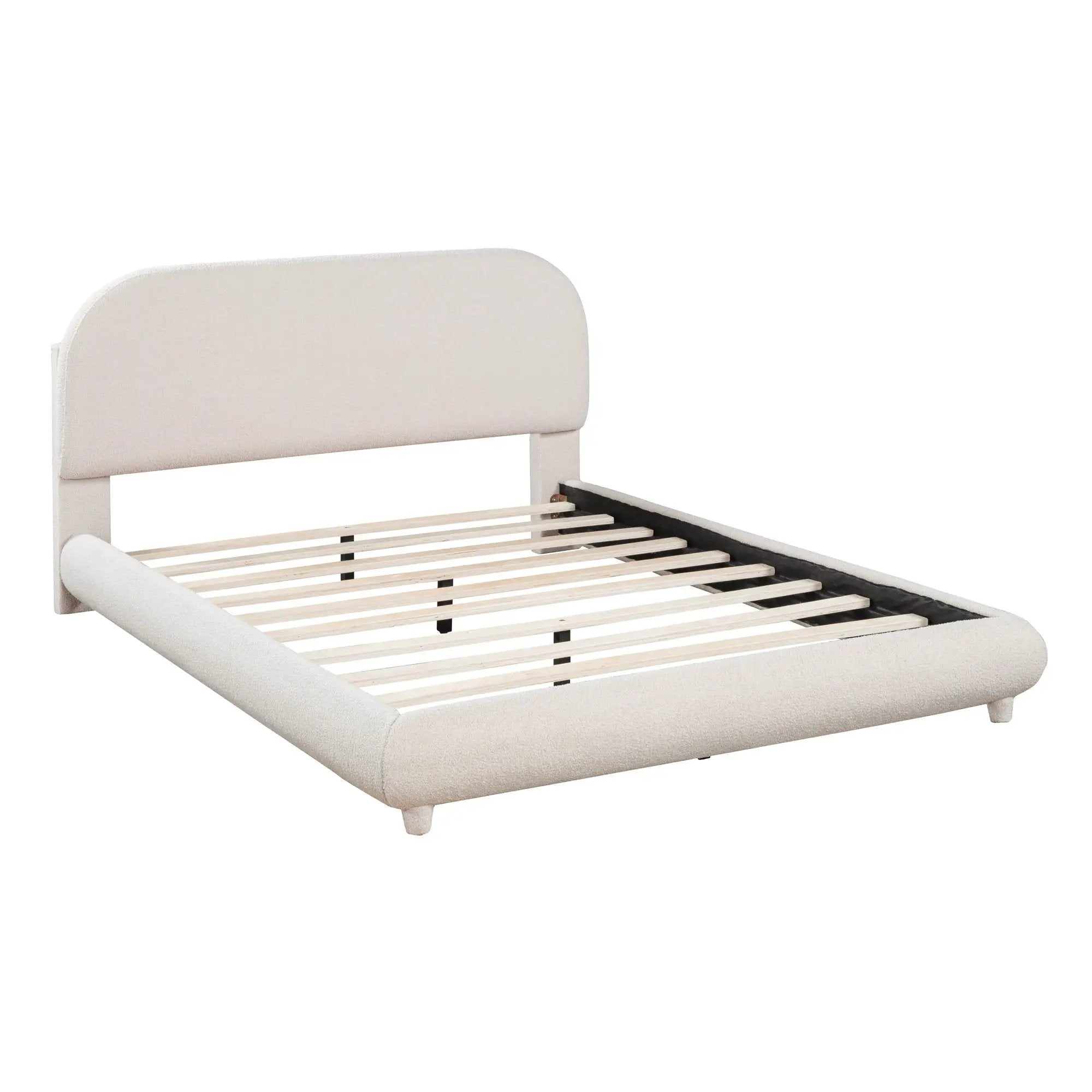 Upholstered Platform Bed With Thick Solid Frame And Stylish Curve-Shaped Design by HouseOfZazla
