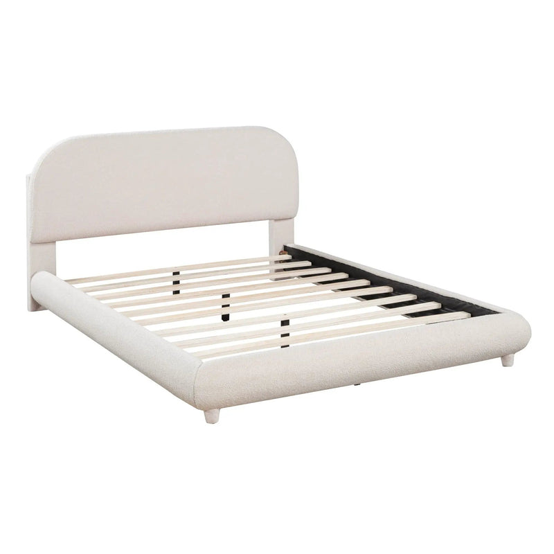 Upholstered Platform Bed With Thick Solid Frame And Stylish Curve-Shaped Design by HouseOfZazla