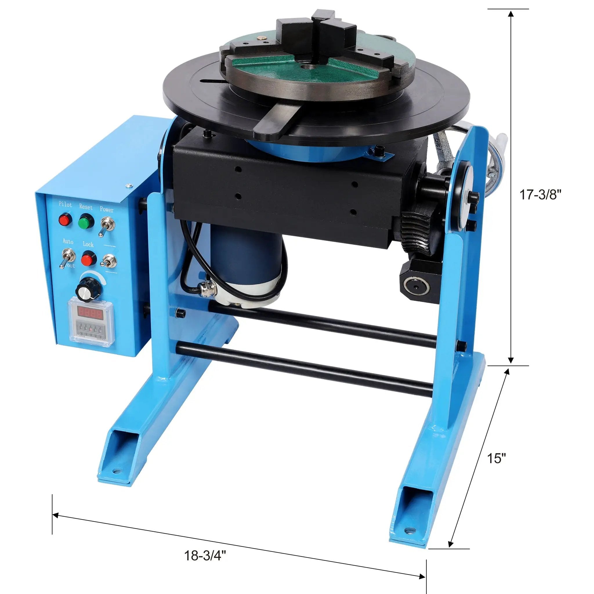 Heavy Duty Rotary Welding Positioner Turntable Table With Manual Tilt And 3 Jaw Lathe Chuck - Blue by HouseOfZazla