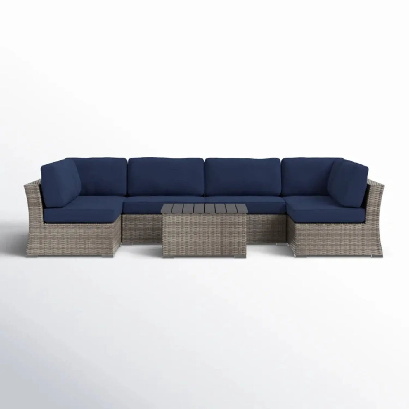 Wicker Sectional Sofa With Cushions And Table by Unique Piece Furniture
