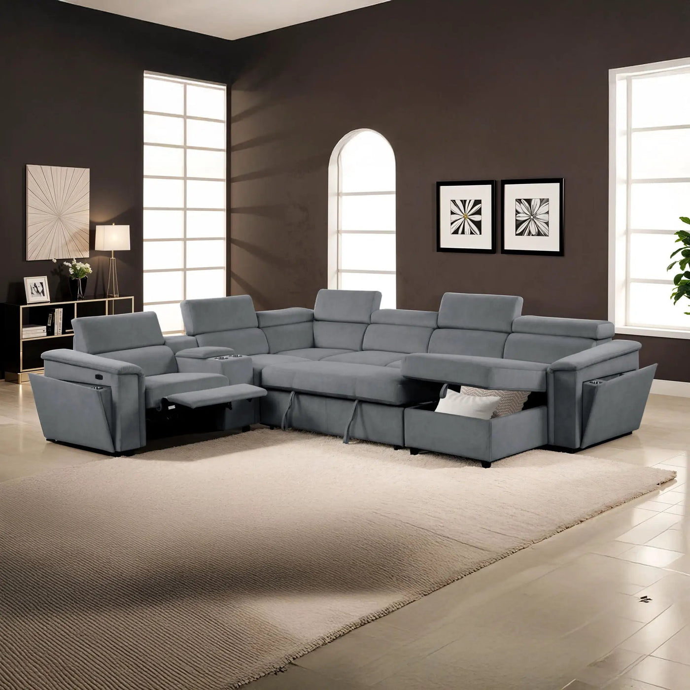 Harvey - Power Recliner Sleeper Sectional by HouseOfZazla