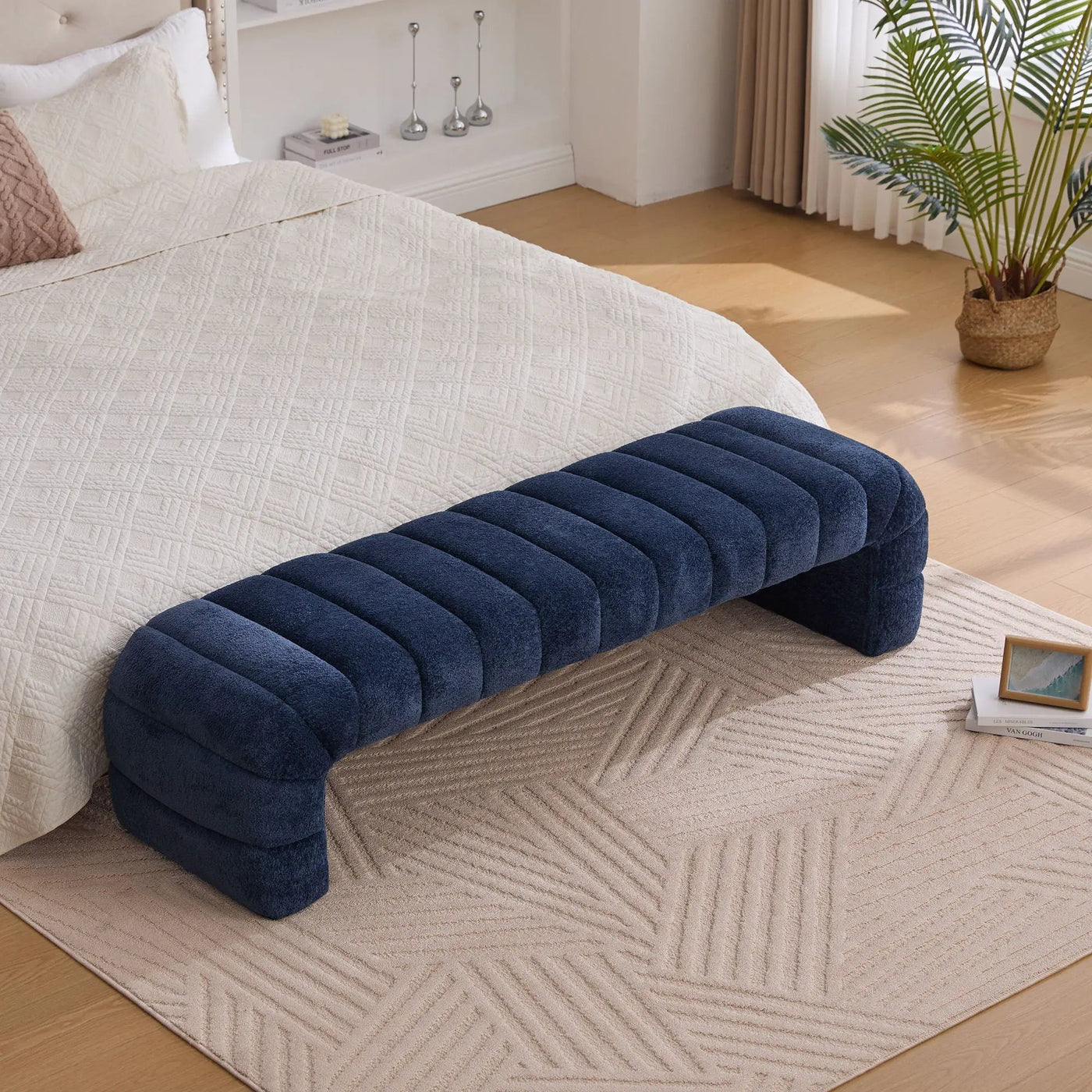 Modern Upholstered Armless Bed Bench With Channel Tufted Design by Unique Piece Furniture
