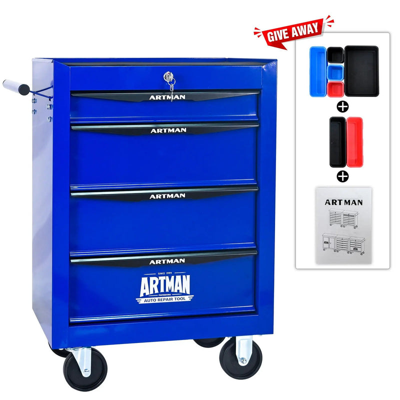 Rolling Metal Tool Chest With Drawers, Steel Storage Cabinet With Ball Bearing Slides by HouseOfZazla