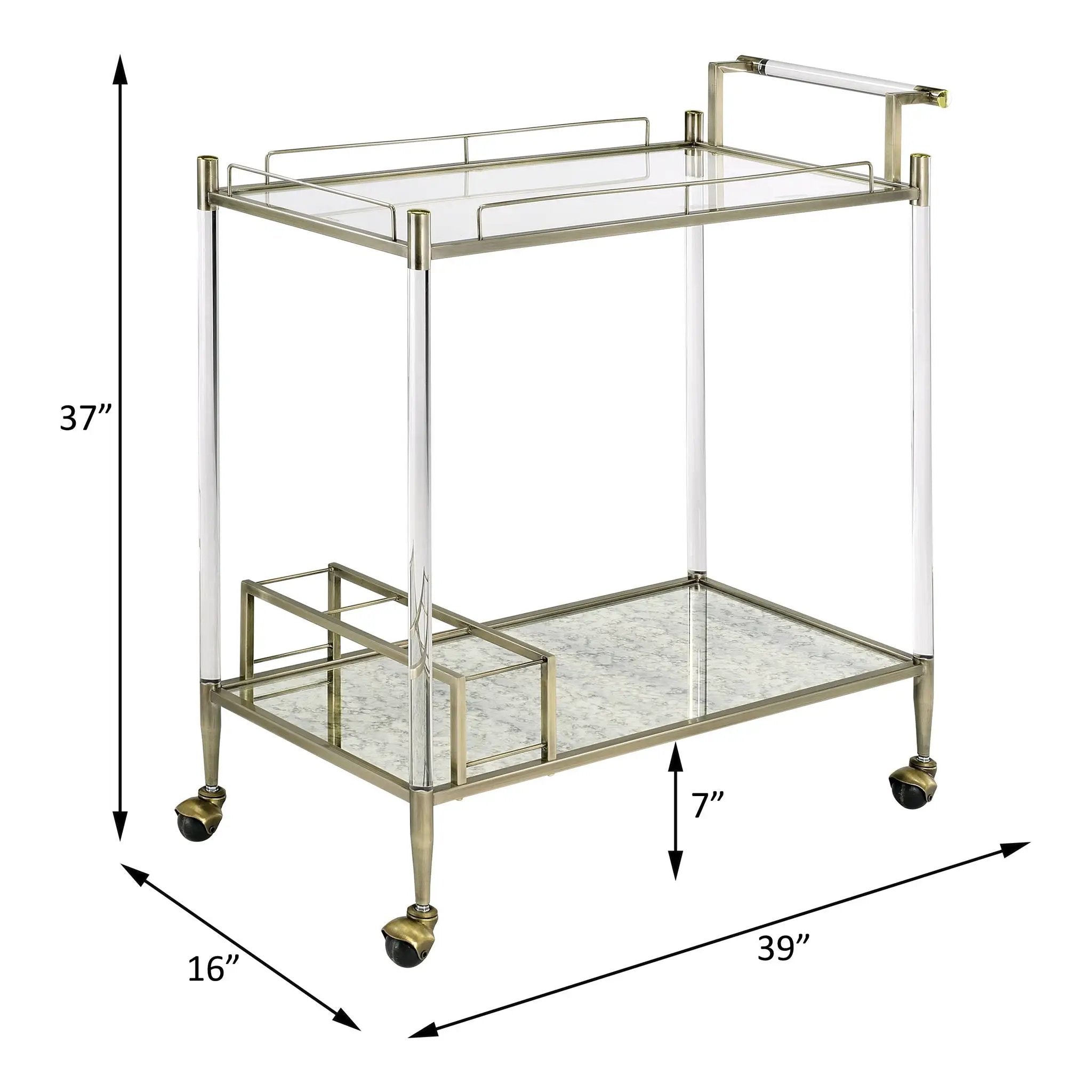 Cirro Antique Mirror Wire Brass Serving Cart by HouseOfZazla