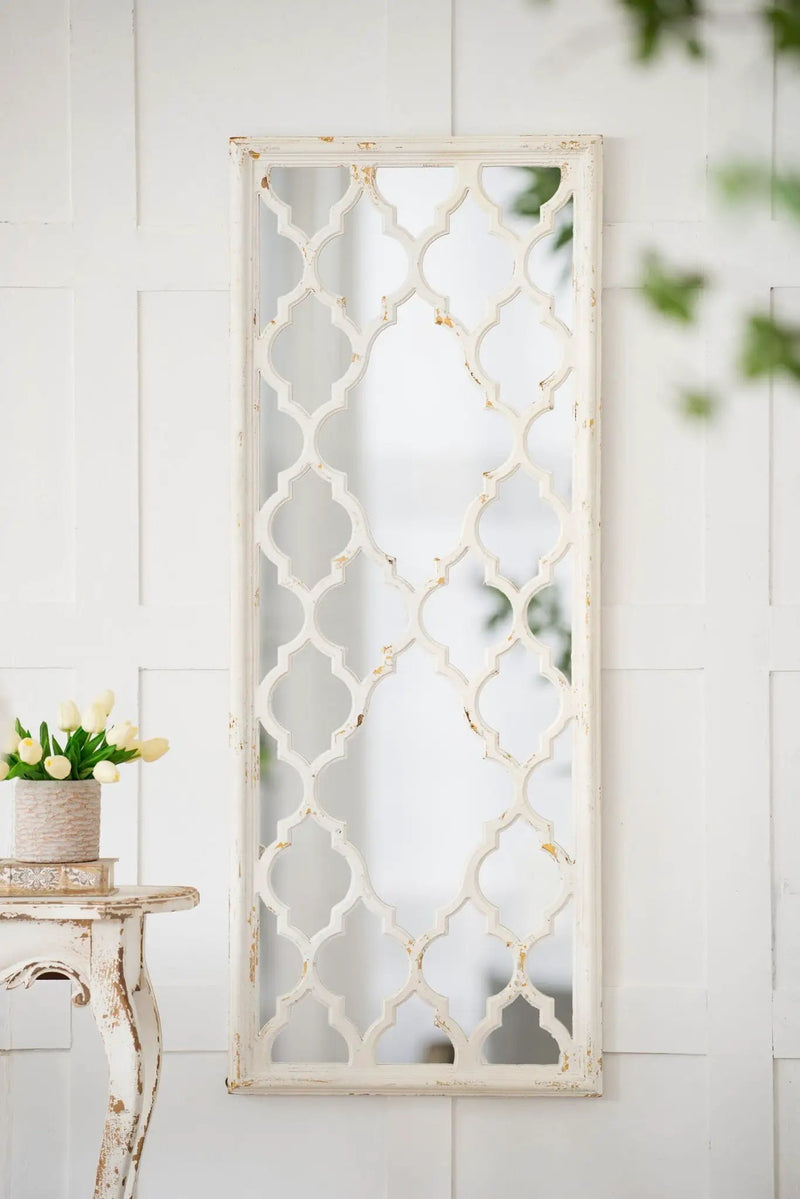 Distressed Floor Mirror, Full Body Mirror For Bathroom Bedroom Living Room - White by Unique Piece Furniture
