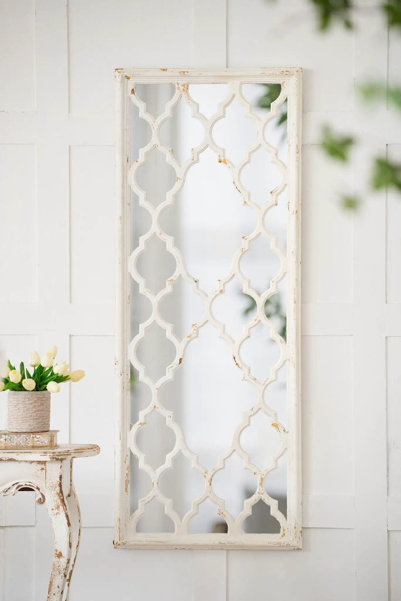 Distressed Floor Mirror, Full Body Mirror For Bathroom Bedroom Living Room - White by HouseOfZazla