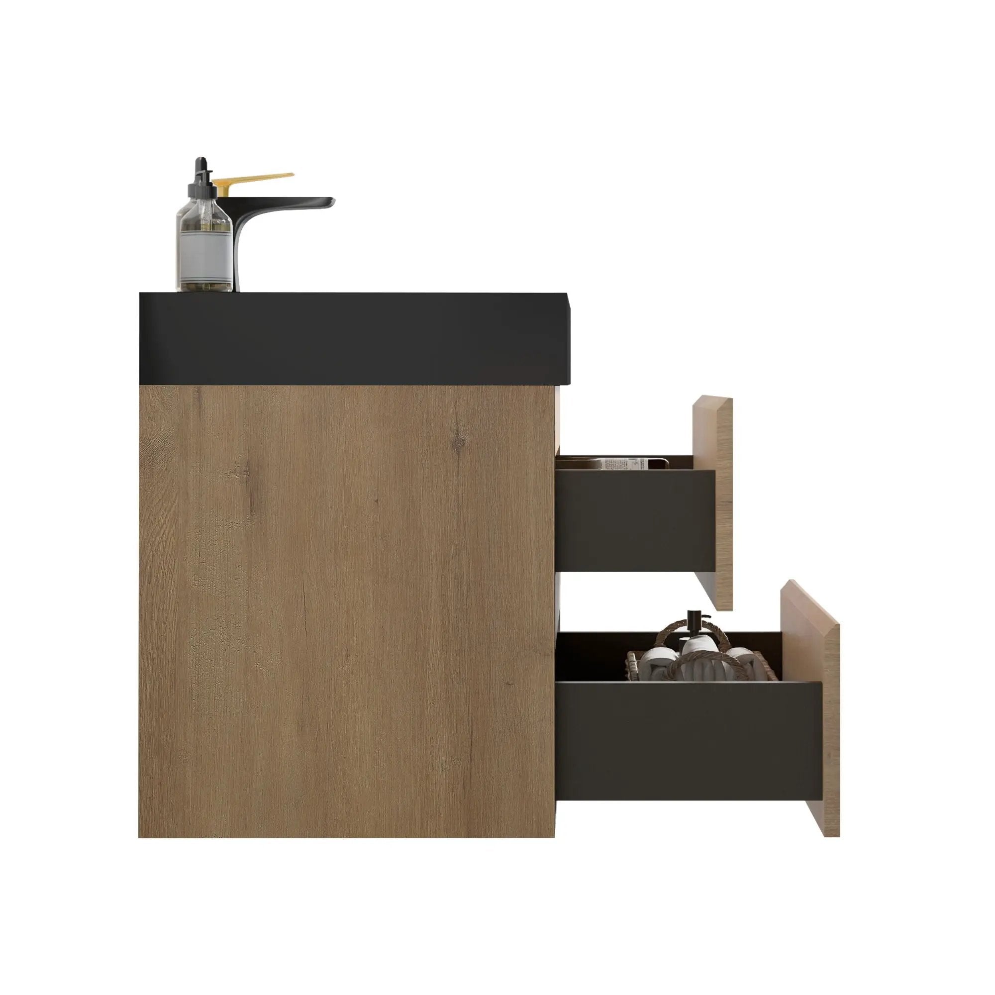 Alice - Natural Oak Bathroom Vanity With Sink, Large Storage Wall Mounted Floating Bathroom Vanity For Modern Bathroom, One-Piece Sink Basin Without Drain by Unique Piece Furniture