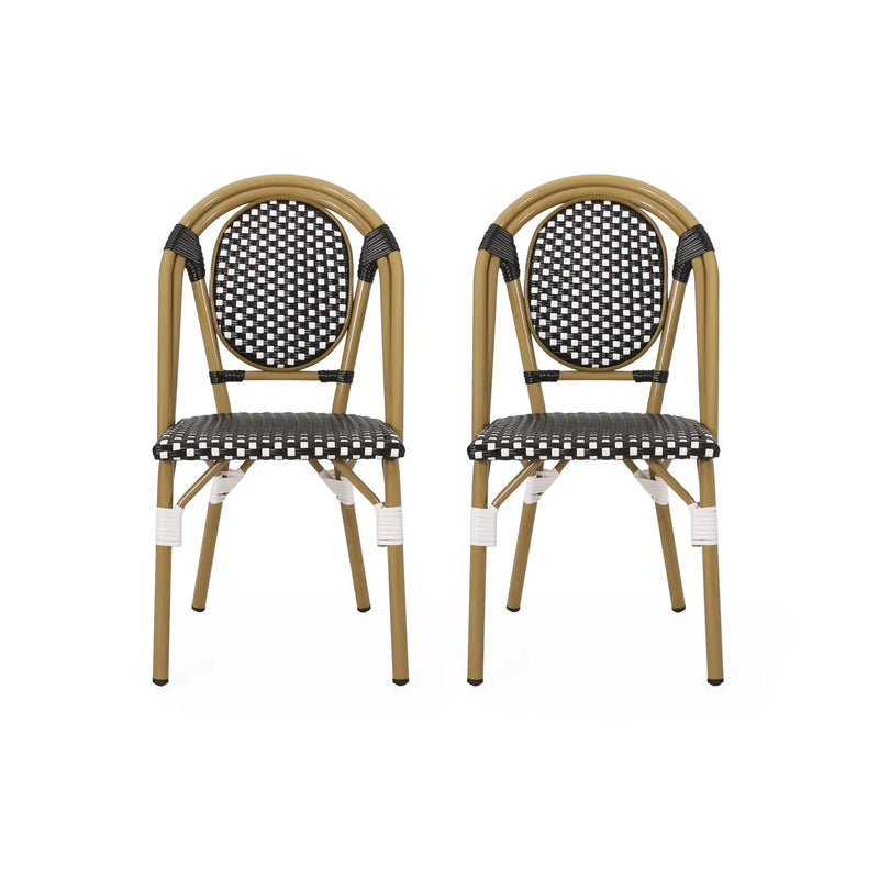 Outdoor PE Rattan and Aluminum French Bistro Chair, Set of 2 by HouseOfZazla