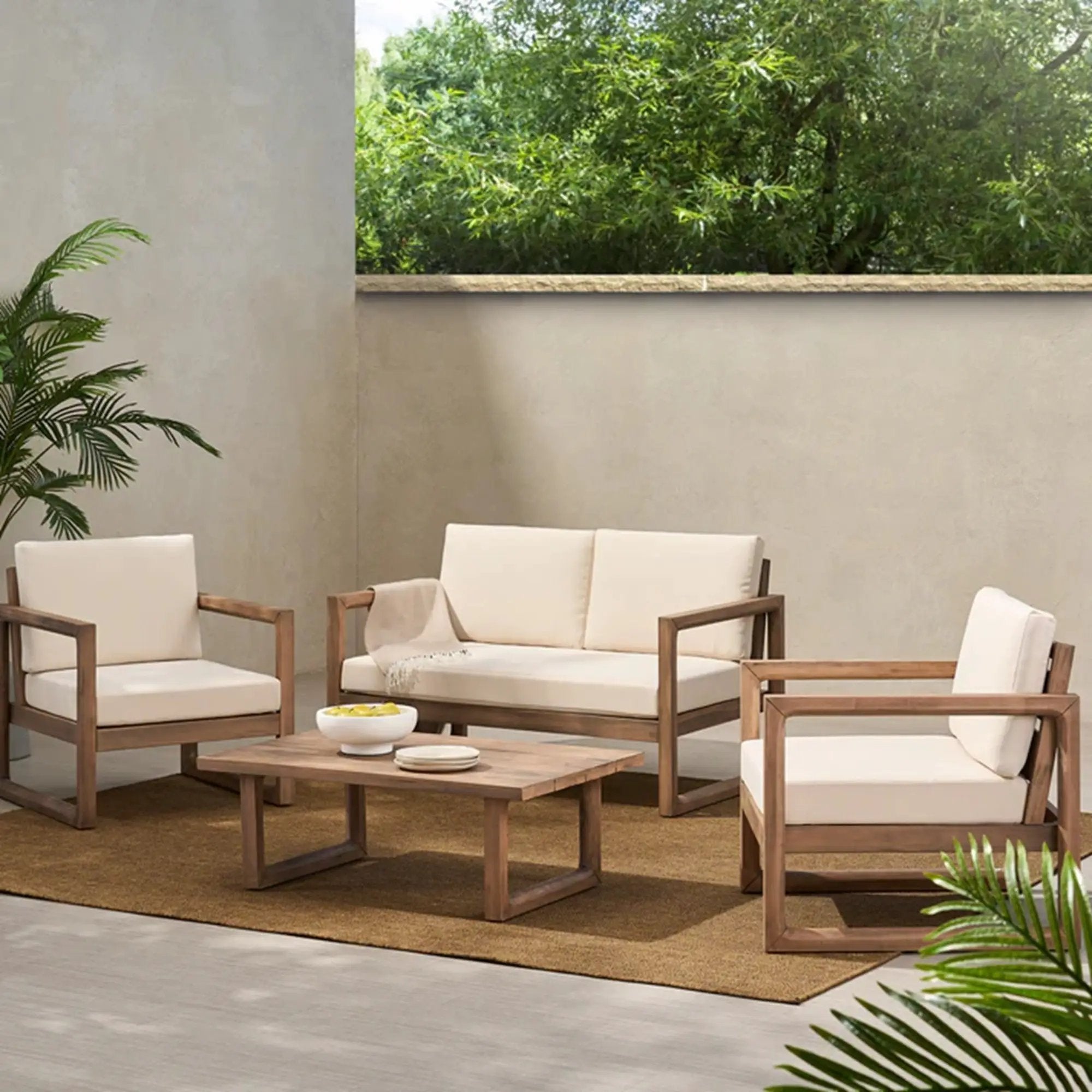 4-Pieces Acacia Wood Patio Furniture Set by HouseOfZazla