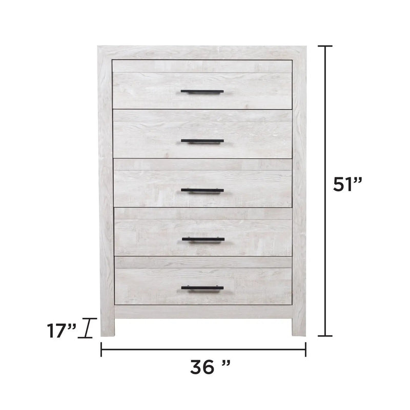 Modern Style 5 Drawer Chest In Natural Rustic Wood With Clean Lines And Spacious Storage by HouseOfZazla