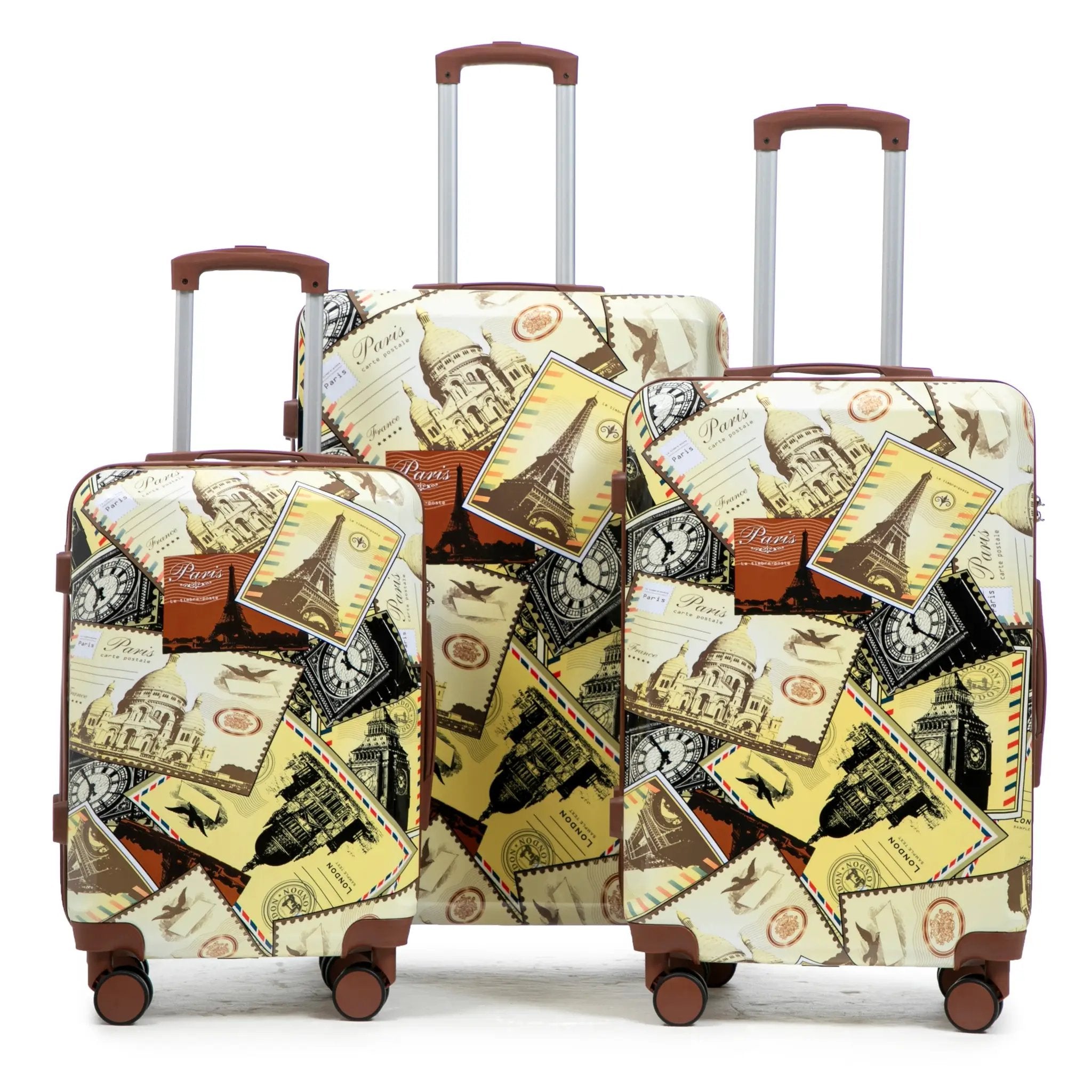 3-Piece PC Spinner Wheel Luggage Set with Printed Pattern by HouseOfZazla