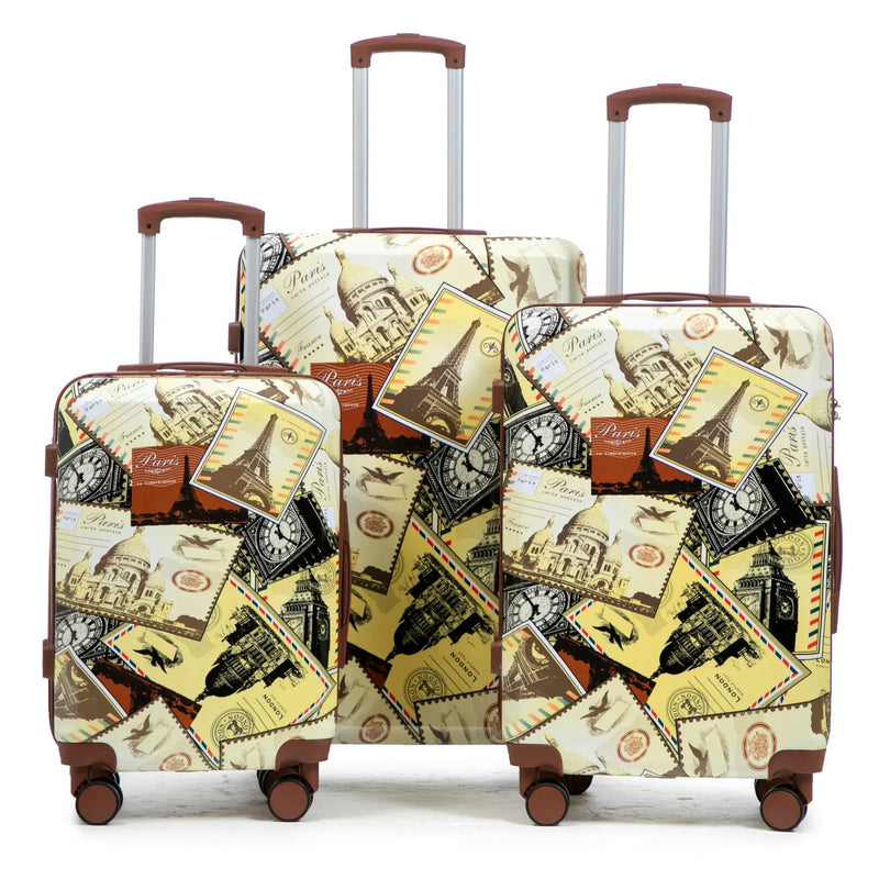 3-Piece PC Spinner Wheel Luggage Set with Printed Pattern by HouseOfZazla