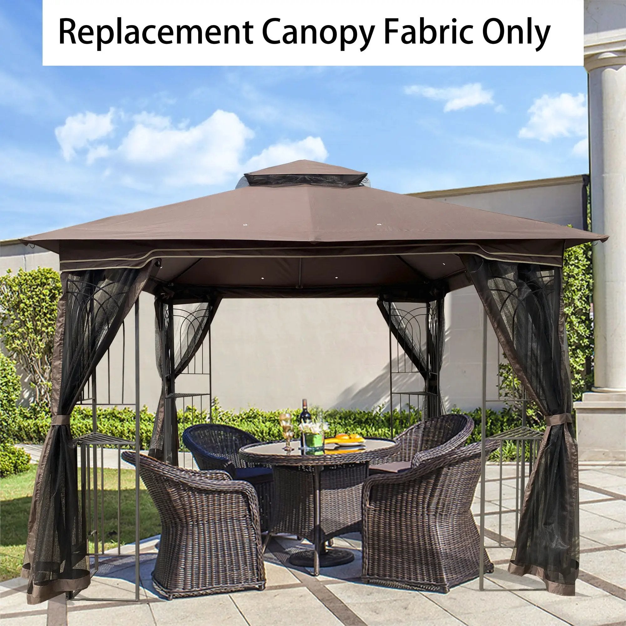 Patio Double Roof Gazebo Replacement Canopy Top Fabric by HouseOfZazla