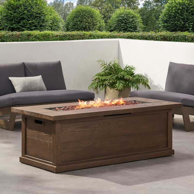 Transitional Rectangular Outdoor Propane Fire Pit With 50,000 BTU by HouseOfZazla