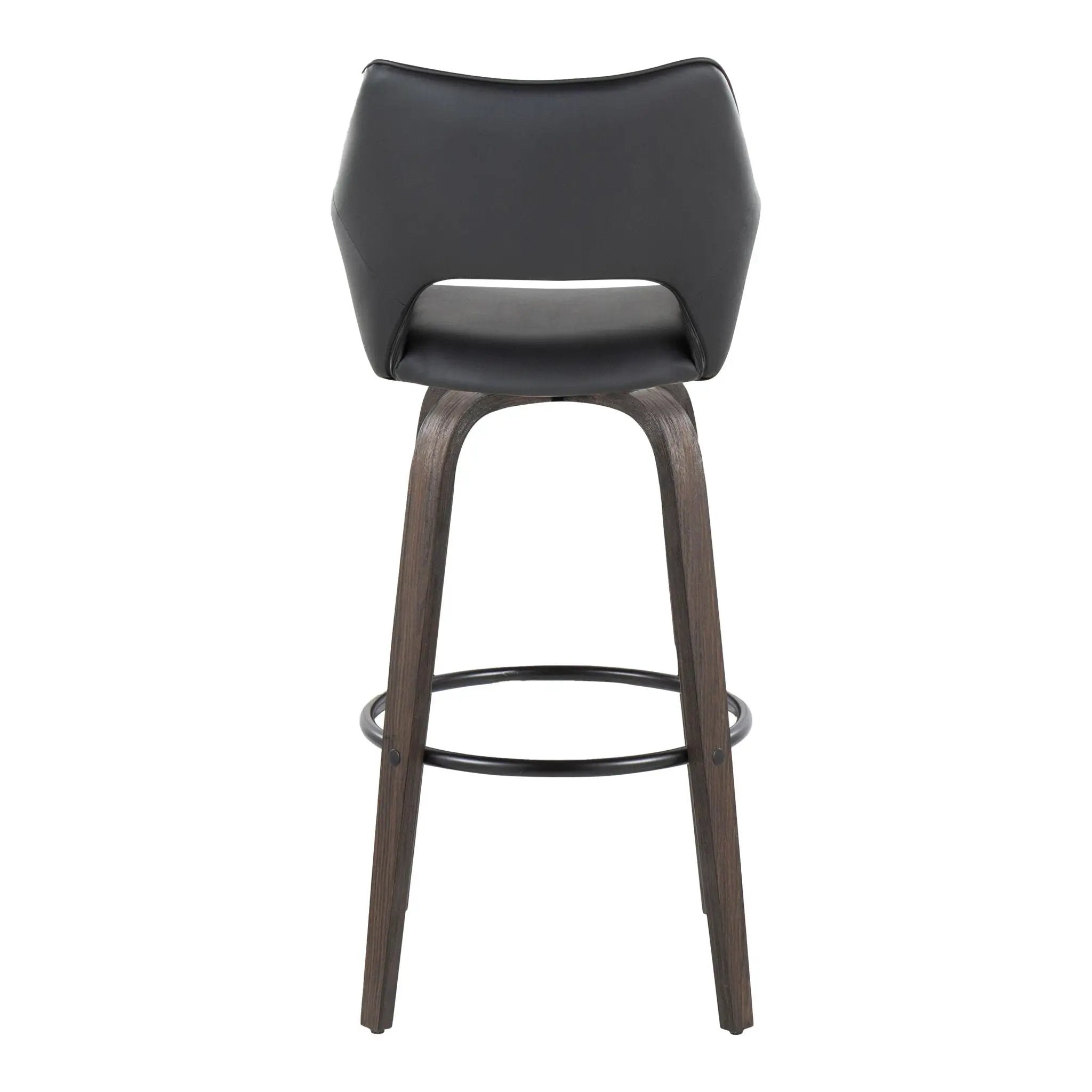 Mustang - Contemporary Fixed Height Barstool With Swivel With Round Footrest (Set of 2) by HouseOfZazla