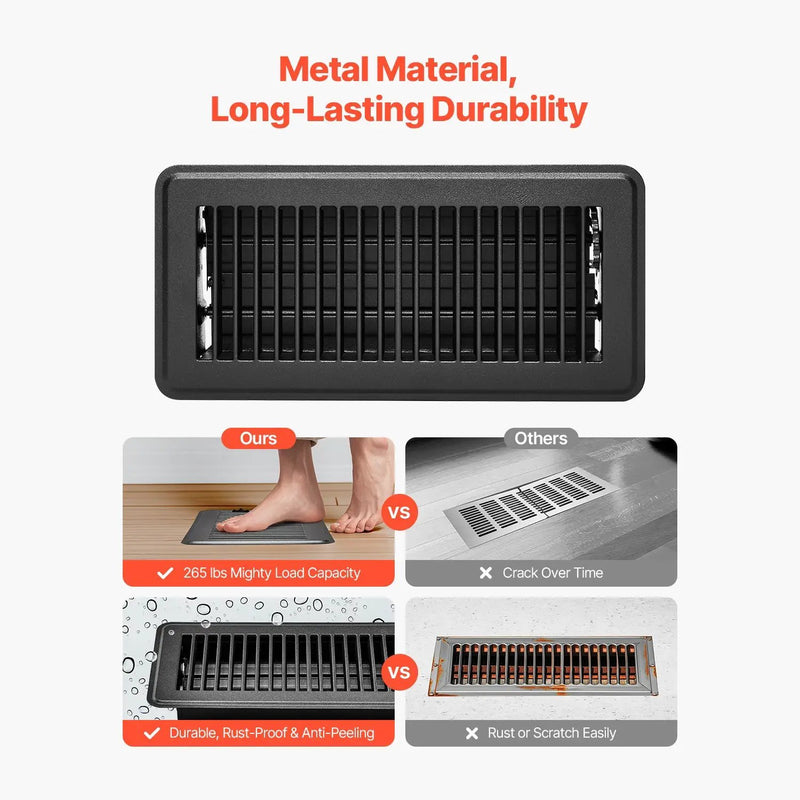 Floor Registers 4 x 10 Inch 12-Pack Iron Floor Vents for HVAC Vent Grilles by HouseOfZazla
