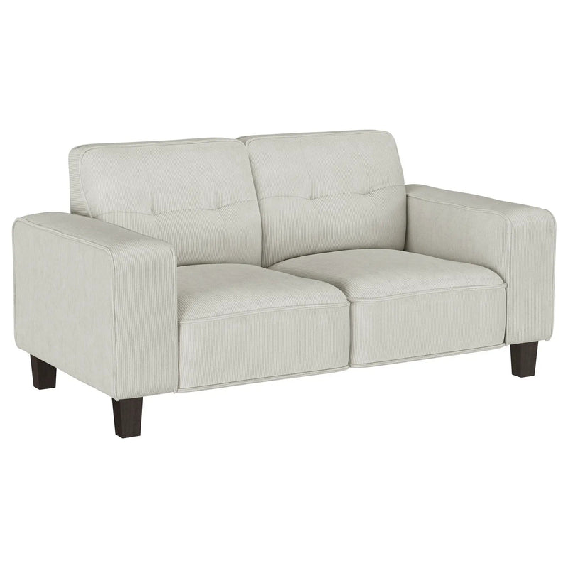 Deerhurst Upholstered Track Arm Tufted Loveseat Greige by Unique Piece Furniture