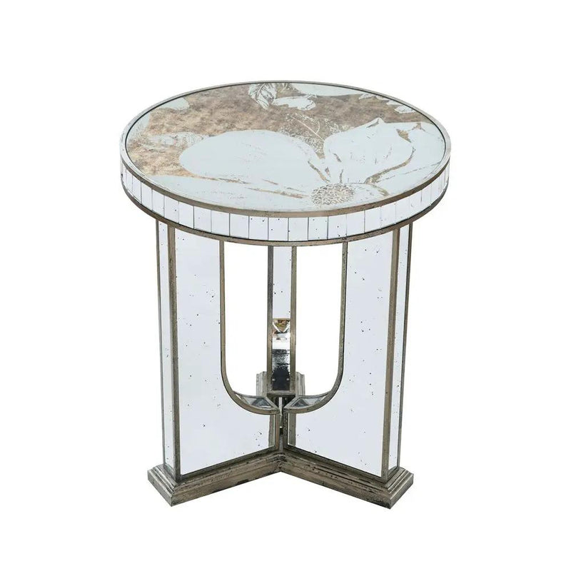 Round Table With Elegant Foral Design And Mirrored by HouseOfZazla