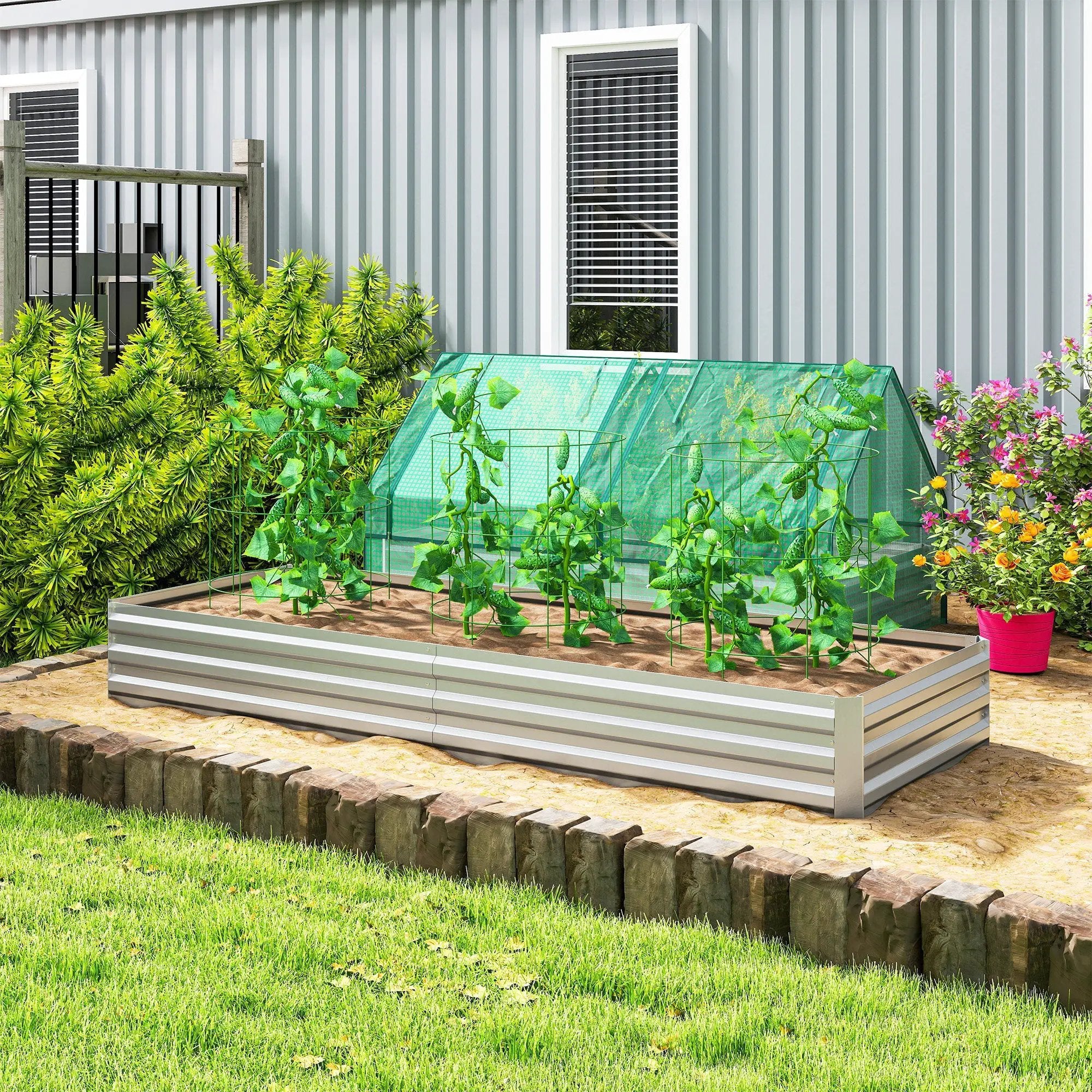 Outsunny 95" x 36" Galvanized Raised Garden Bed by HouseOfZazla