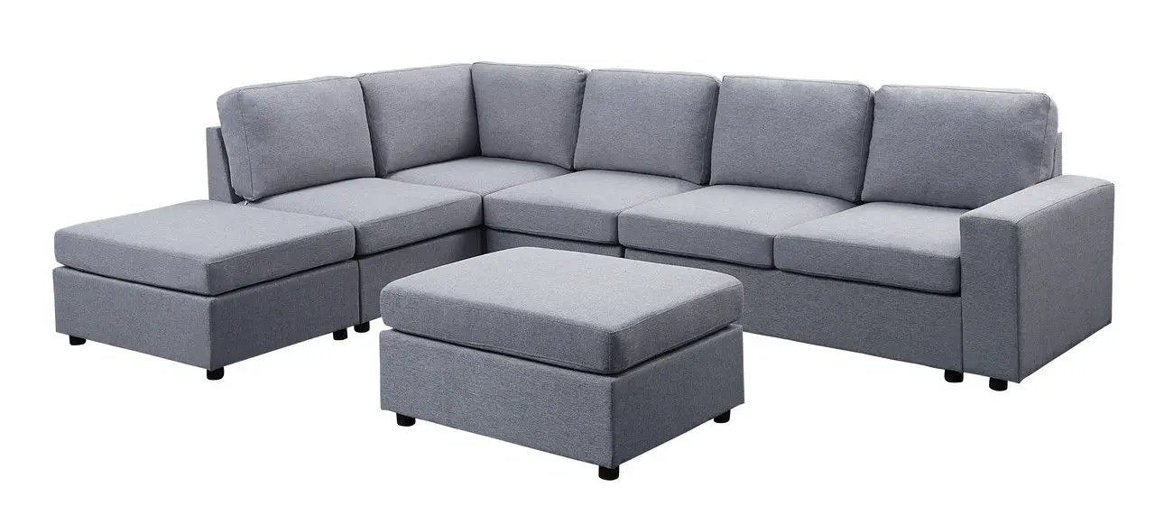 Cassia - 7 Seat Reversible Modular Sectional Sofa With Ottoman by Unique Piece Furniture
