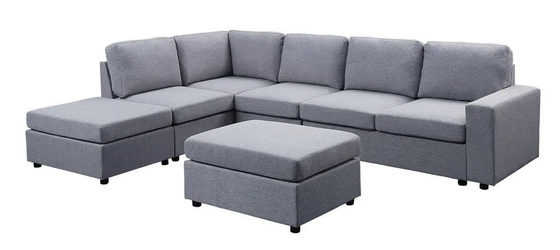 Cassia - 7 Seat Reversible Modular Sectional Sofa With Ottoman by Unique Piece Furniture