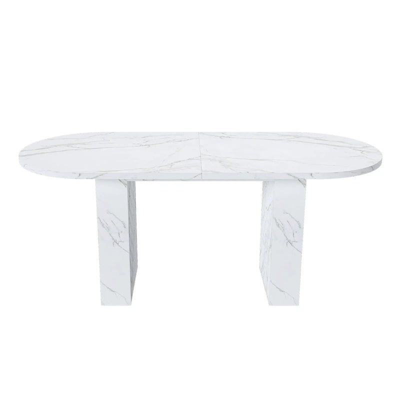 Oval Dining Table With Wood Strip Base