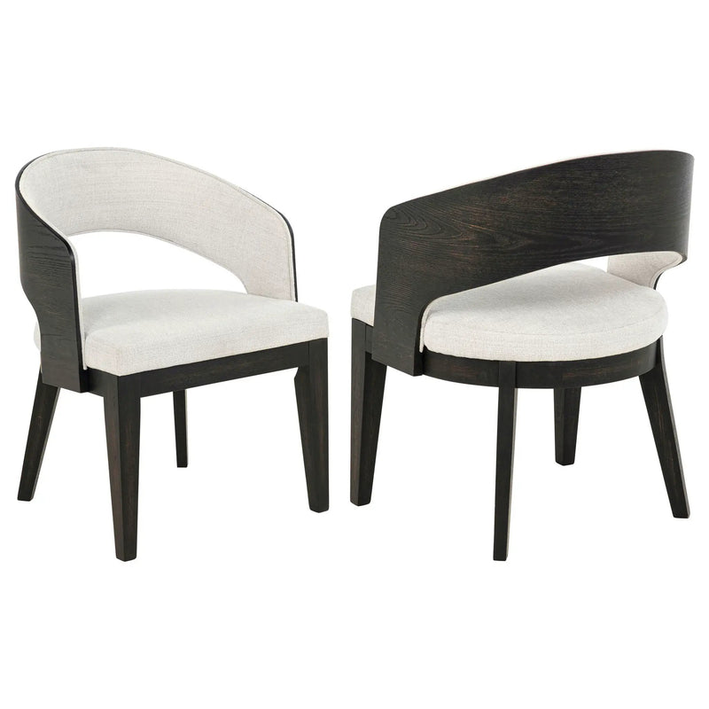 Leandro Upholstered Dining Arm Chair Cream (Set of 2) by Unique Piece Furniture
