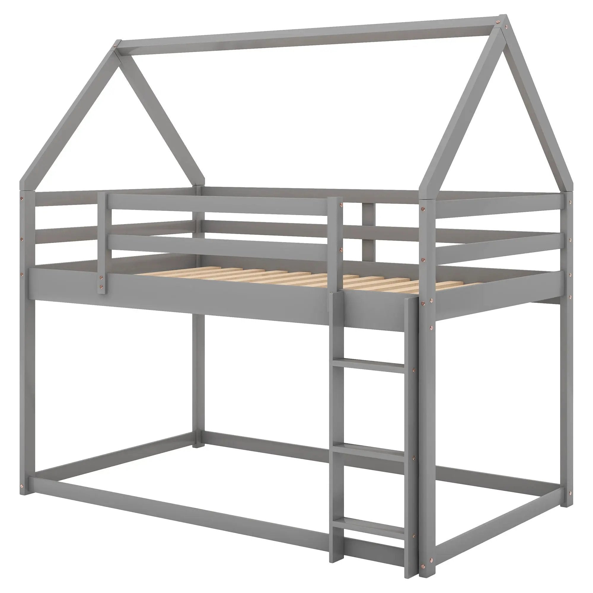 Low Bunk Bed With House Shaped Frame And Ladder by HouseOfZazla