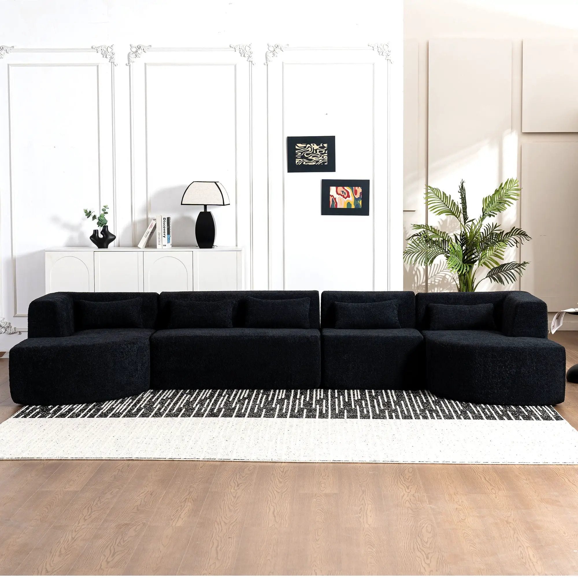 Upholstered Sofa Free Combined Sofa Couch With 2 Chaise Lounge And Five Back Pillows For Living Room by HouseOfZazla