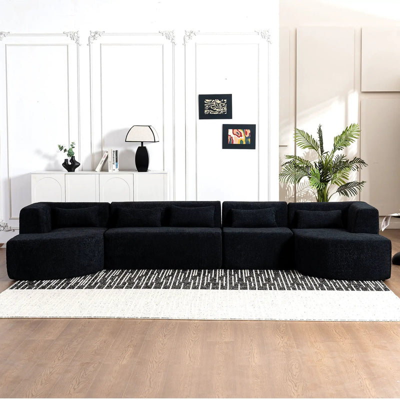 Upholstered Sofa Free Combined Sofa Couch With 2 Chaise Lounge And Five Back Pillows For Living Room by HouseOfZazla