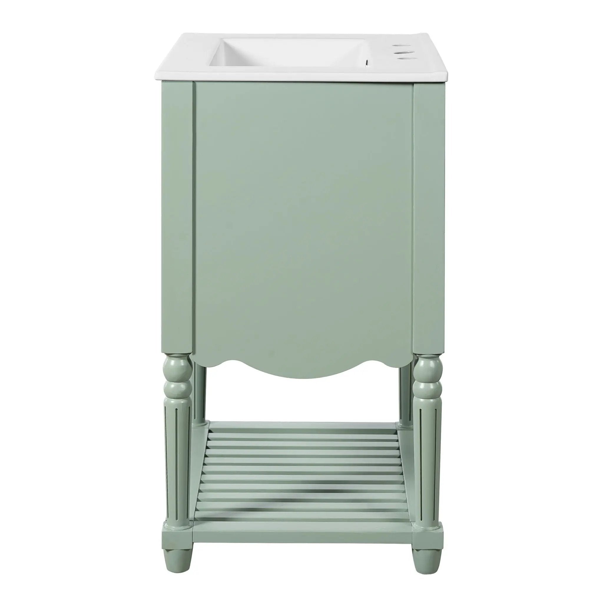 Wave Design Bathroom Vanity With Sink, 2 Drawers And Open Shelf