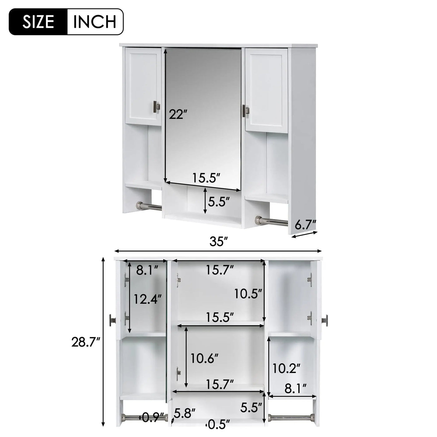 Wall Mounted Bathroom Storage Cabinet With Mirror, Medicine Cabinet With Towel Bar by HouseOfZazla