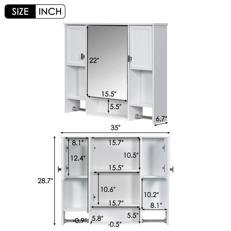 Wall Mounted Bathroom Storage Cabinet With Mirror, Medicine Cabinet With Towel Bar by HouseOfZazla