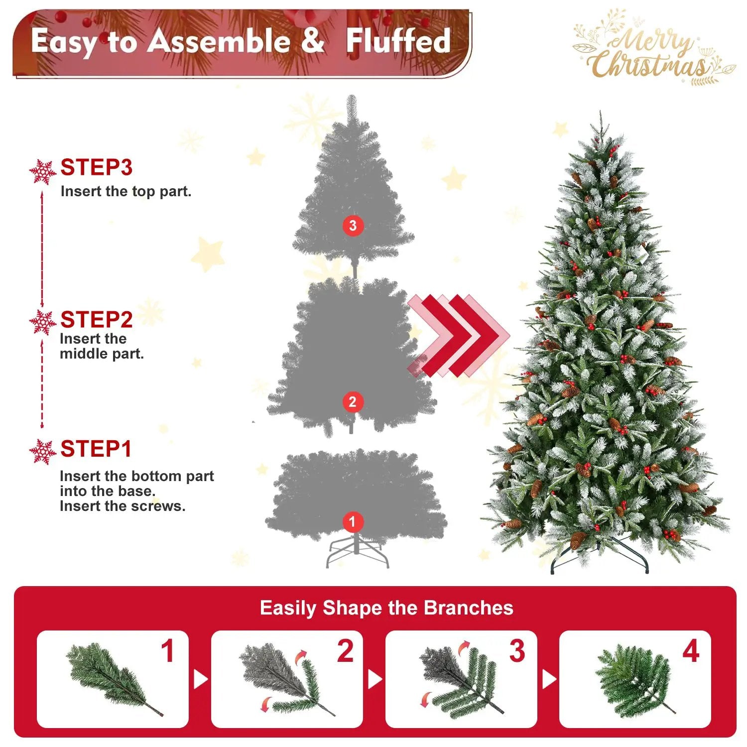 8Ft Christmas Tree with 2850 Tips by HouseOfZazla