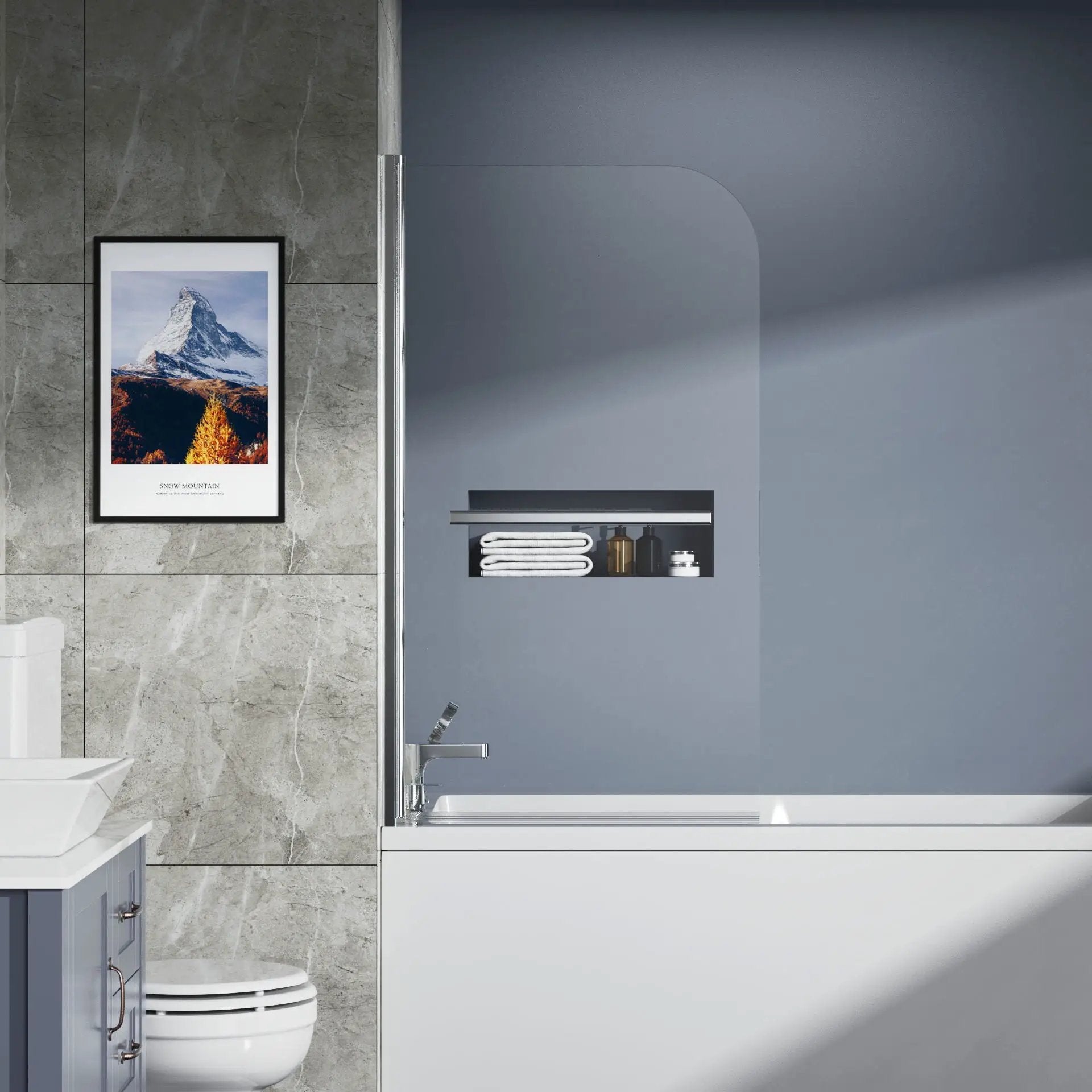 Bathtub Screen Framless Shower Door Tempered Glass Shower Panel - Transparent by HouseOfZazla