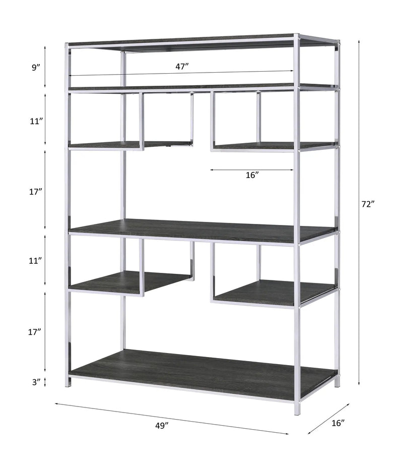 Vonara - Bookshelf - Chrome / Gray / Oak by Unique Piece Furniture