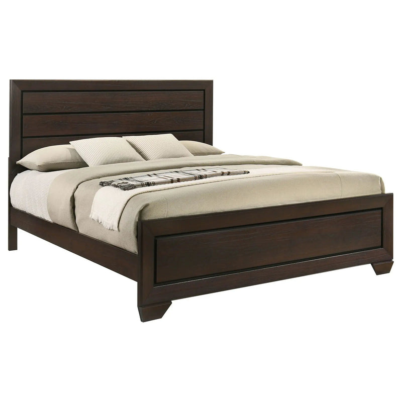 Kauffman Wood Eastern King Panel Bed Dark Cocoa by Unique Piece Furniture