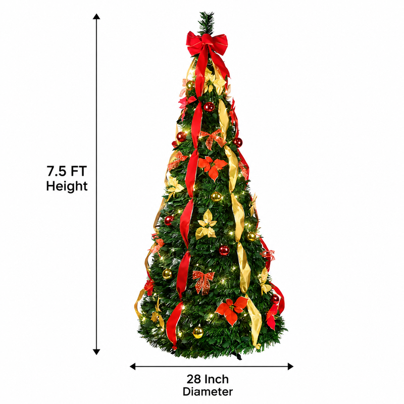 7.5Ft Prelit Pop Up Christmas Tree Decoration by HouseOfZazla