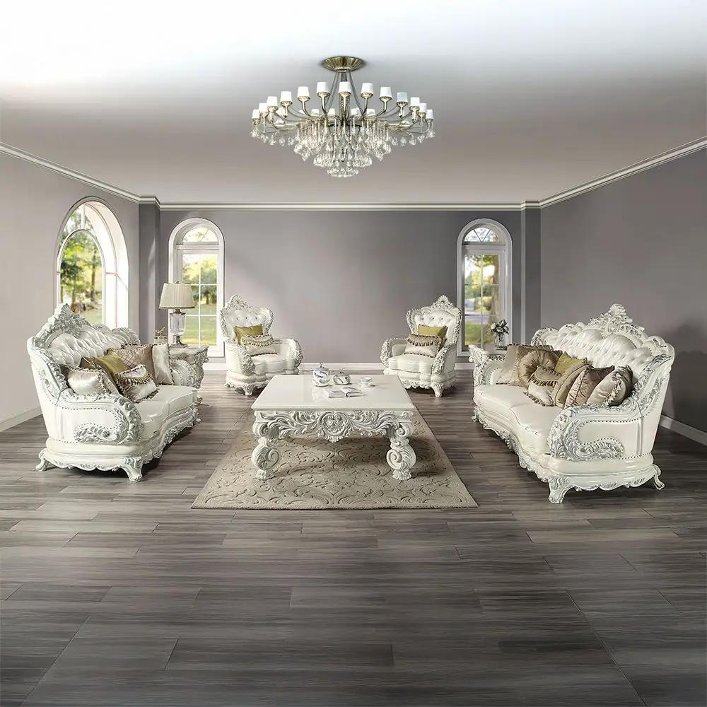 Adara - Chair With 2 Pillows - Pearl White Synthetic Leather & Antique White by Unique Piece Furniture
