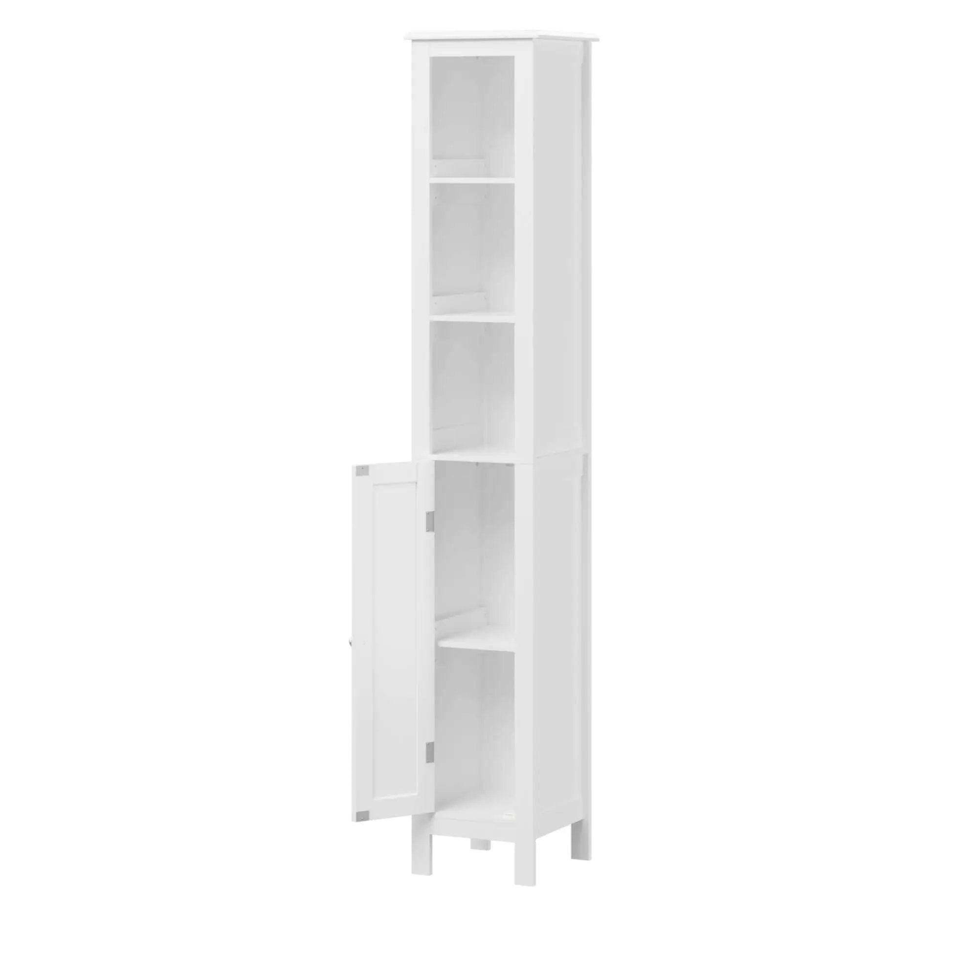 Slim Tall Bathroom Storage Cabinet With Adjustable Shelves, Anti Tip Freestanding Cabinet - White by Unique Piece Furniture
