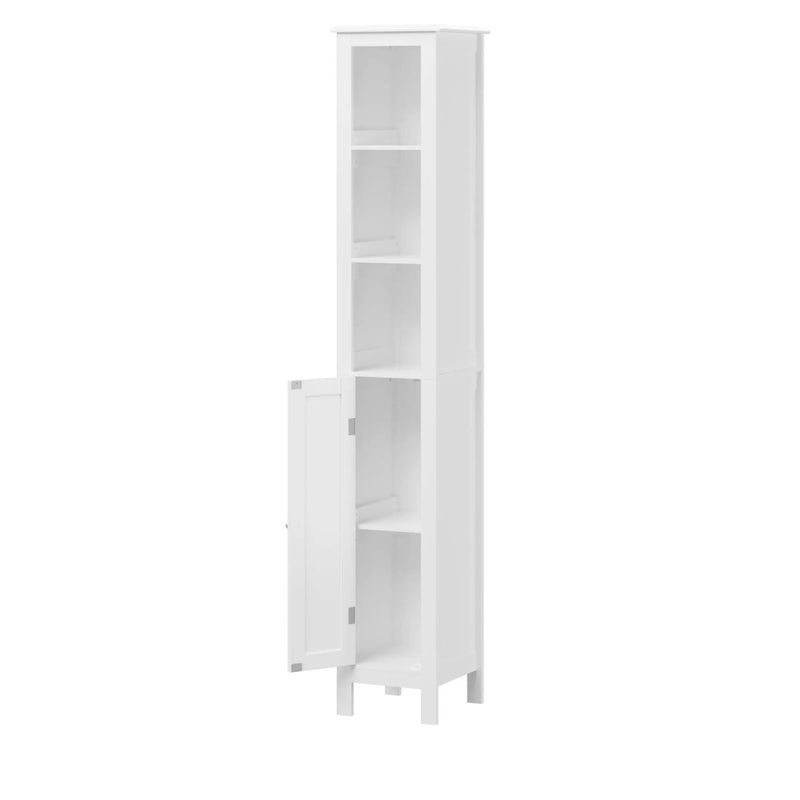 Slim Tall Bathroom Storage Cabinet With Adjustable Shelves, Anti Tip Freestanding Cabinet - White by Unique Piece Furniture