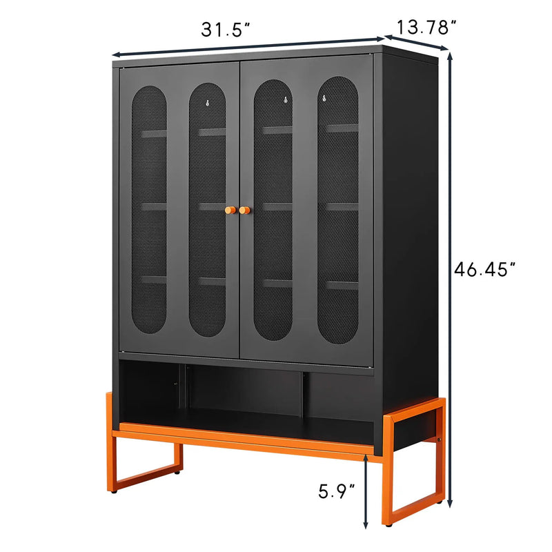 Modern Metal Shoe Cabinet With DoublebSided Doors And Adjustable Partitions by Unique Piece Furniture