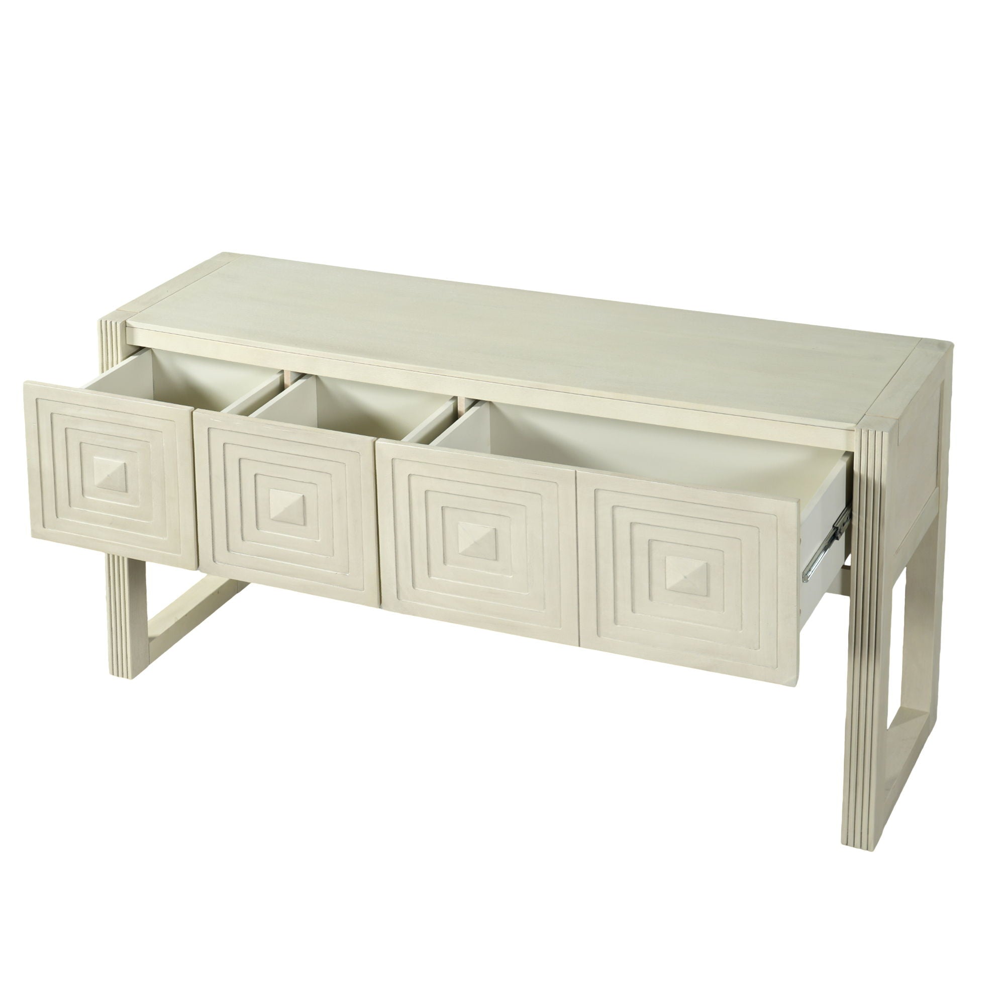 Geometric Carved Console Table With 3 Soft Close Drawers by HouseOfZazla