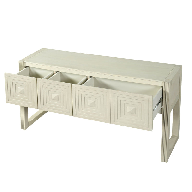 Geometric Carved Console Table With 3 Soft Close Drawers by HouseOfZazla