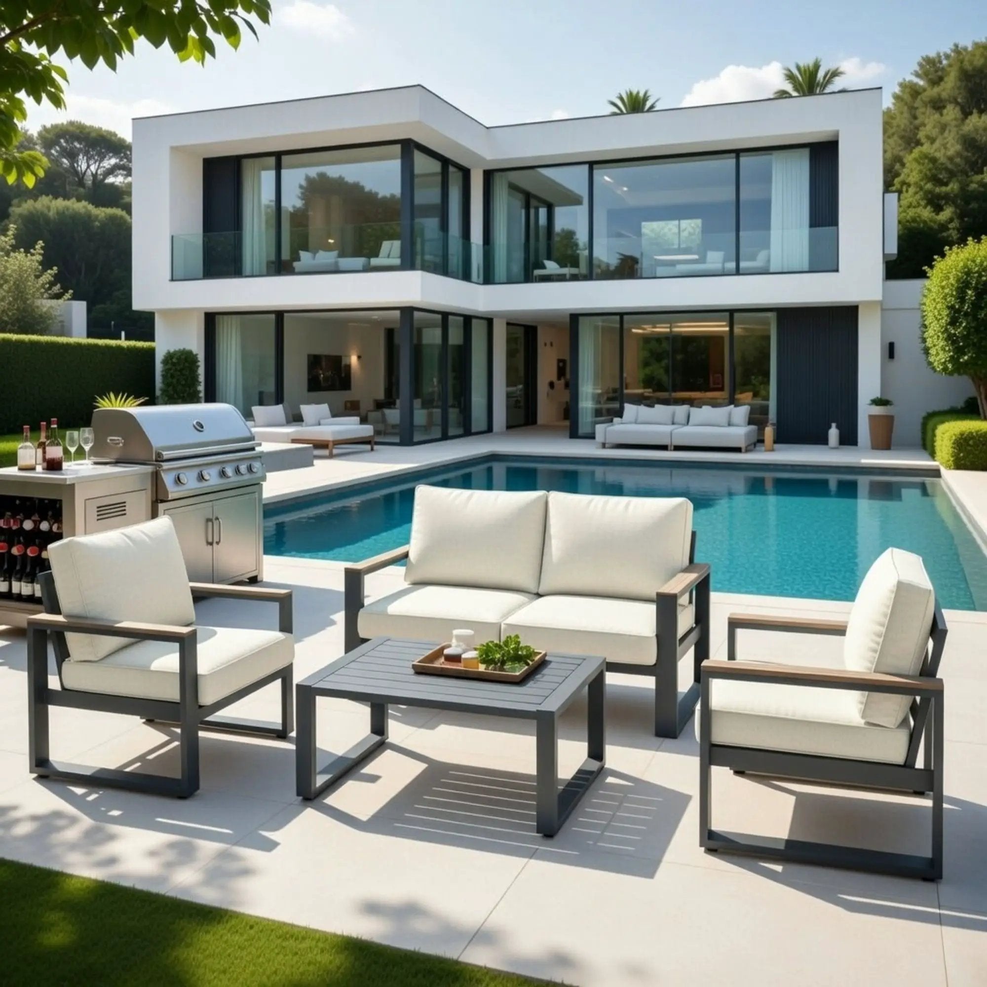 Modern Outdoor Sofa Set With Coffee Table by HouseOfZazla