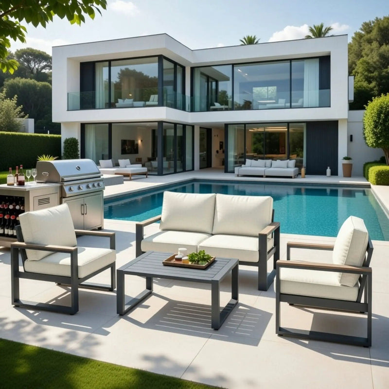 Modern Outdoor Sofa Set With Coffee Table by HouseOfZazla