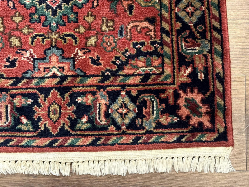 Indo Persian Heriz Runner Rug 2 x 12 ft, Hand Knotted Wool Hallway Rug, Red & Black by Jewel Rugs